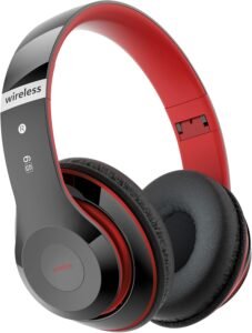 Безжични слушалки Lankey S9 Sound Wireless Bluetooth Over-Ear Headphones Black Red