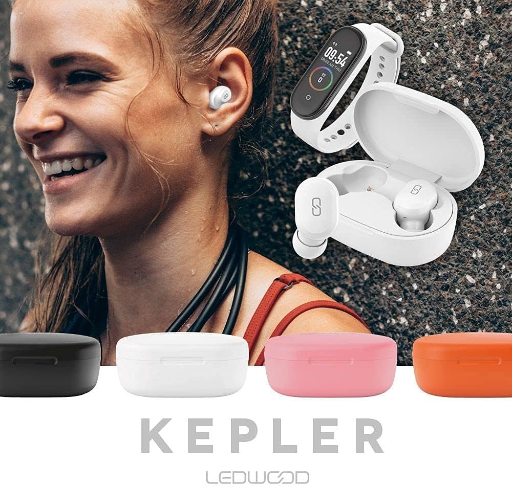 Безжични слушалки Ledwood Kepler Wireless Headphones + Activity Tracker Бели