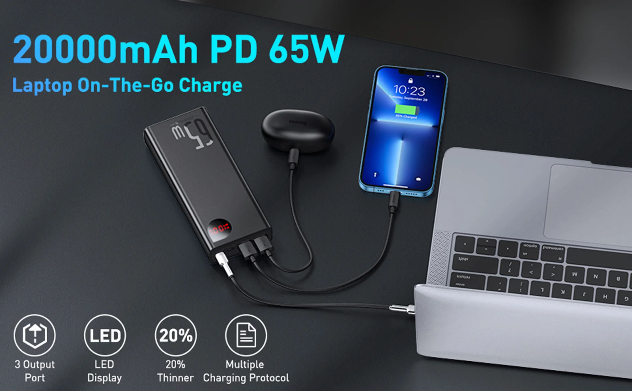 Външна батерия Baseus Adaman Power Bank 65W 20000mAh