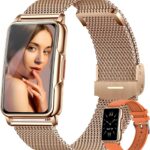 Дамски смарт часовник Kesasohe Smart Watch Women's 1.47 Inch IP67 Golden Steel + Orange Band