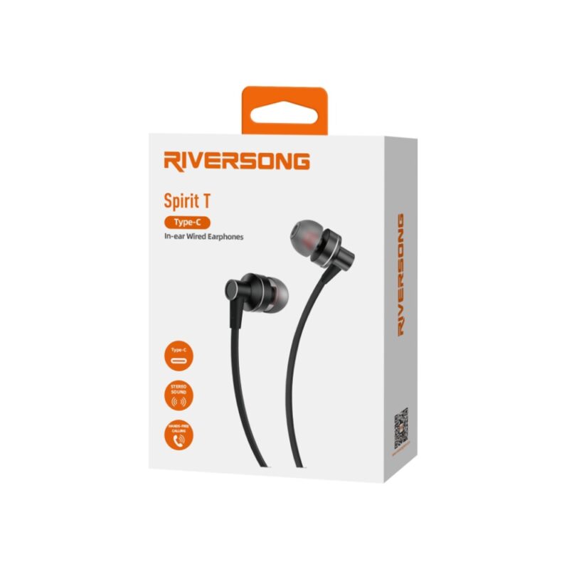 Жични слушалки с микрофон Riversong Spirit T USB-C EA276 Черни