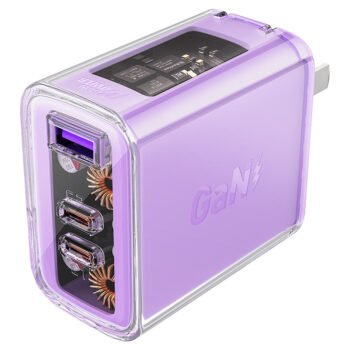 Зарядно за 220V Acefast A45 PD65W GaN 2xUSB-C + USB-A Purple