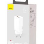 Зарядно за 220V Baseus GaN2 Lite fast charger 65W USB USB Type C Quick Charge Бяло