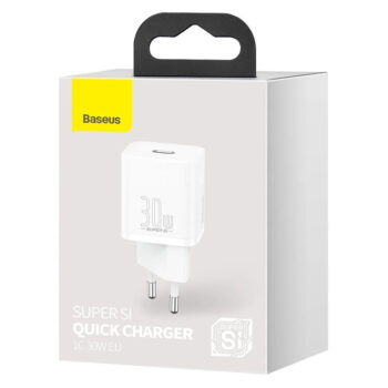 Зарядно за 220V Baseus Super Si 1C Fast Charger USB Type C 30W Бяло