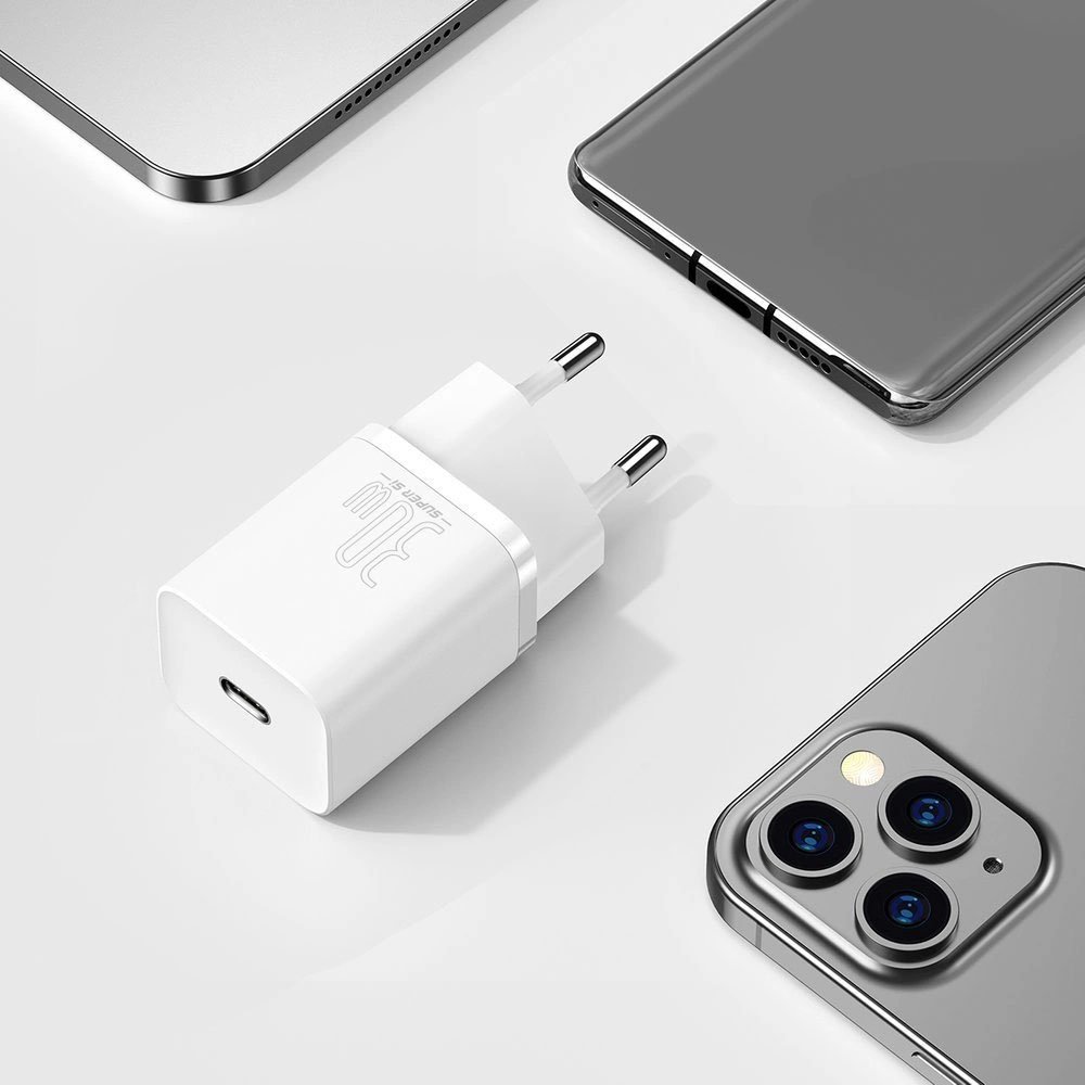 Зарядно за 220V Baseus Super Si 1C Fast Charger USB Type C 30W Бяло