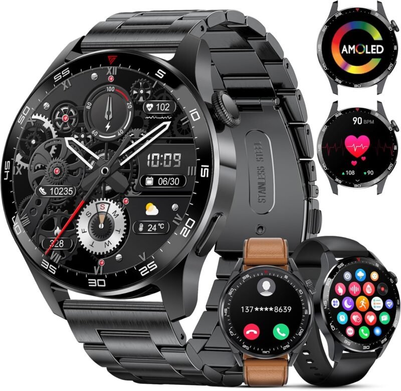 Смарт часовник SIEMORL Men's Smart Watch 1,43 AMOLED Phone Function IP68 Black