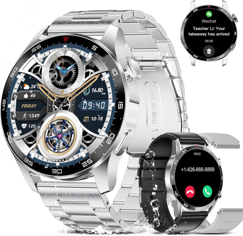 Смарт часовник SIEMORL Men's Smart Watch 1,43 AMOLED Phone Function IP68 Silver