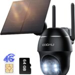 4G Камера за наблюдение COOAU 4G LTE Solar Panel Outdoor Surveillance Camera + 64GB Card Memory