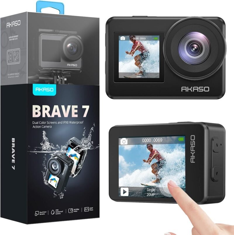 Eкшън камера AKASO Brave 7 Action Camera 4K 20MP WiFi Underwater IPX8 EIS 2.0 2 x 1350mAh Batteries