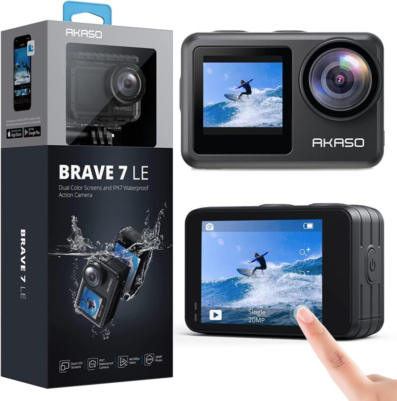 Eкшън камера AKASO Brave 7 LE Action Camera 4K 20MP IPX7 2 x Batteries