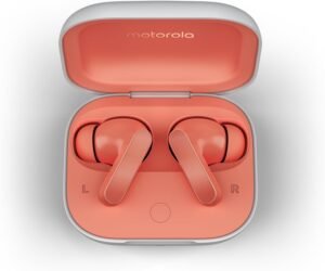 Безжични слушалки Motorola Moto Buds Dolby Atmos Earbuds True Wireless Headphones Coral Peach