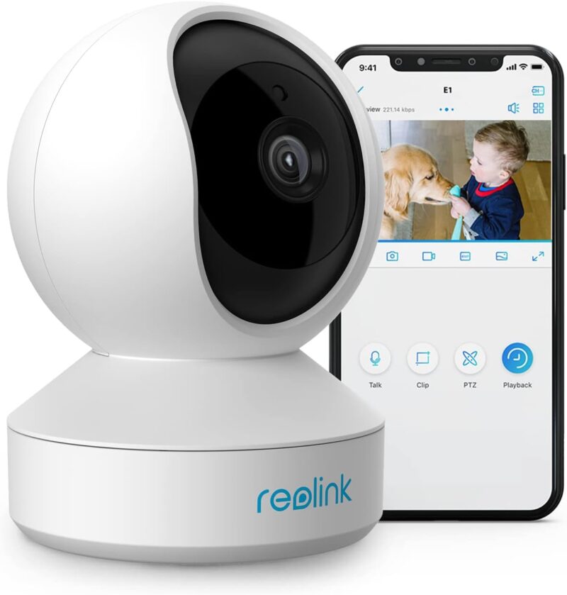 Вътрешна камера за наблюдение Reolink E1 3MP WiFi Indoor Security Camera 2.4GHz WiFi White