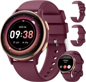 Дамски смарт часовник AIMIUVEI Women’s Smart Watch 1.27 Inch Phone Function Burgundy Red