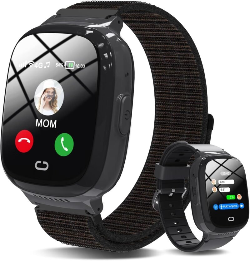 Детски смарт часовник PTHTECHUS 4G Smartwatch Children GPS & Phone Black