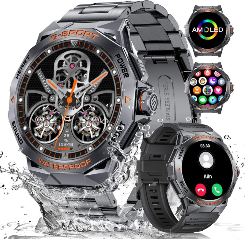 Смарт часовник DREMAC EF3 Smart Watch Men's Military 1.43 Inch Amoled Black Orange