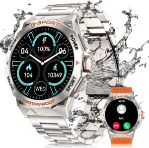 Смарт часовник DREMAC EF3 Smart Watch Men’s Military 1.43 Inch Amoled Silver Orange