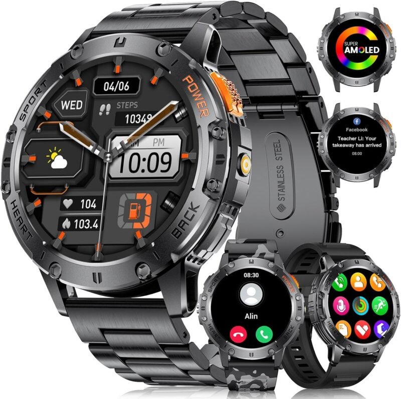 Смарт часовник DREMAC EF5 Smart Watch Men's Military 1.43 Inch Amoled Black