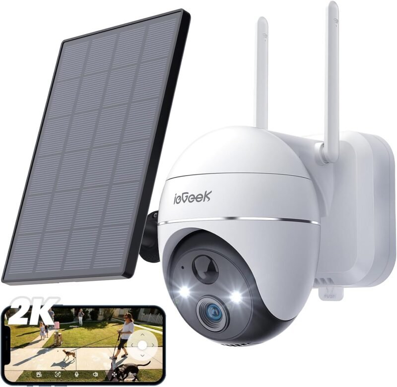 Соларна камера за видеонаблюдение ieGeek ZS-GX1S 2K 360° Solar Outdoor Surveillance Camera White