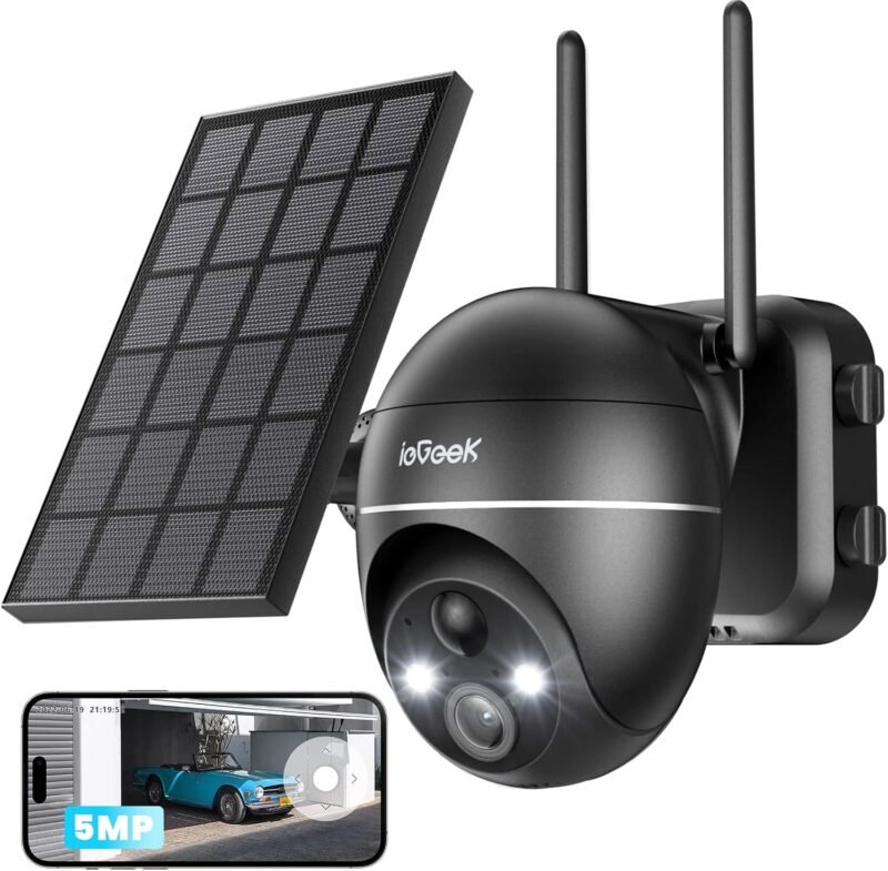 Соларна камера за видеонаблюдение ieGeek ZS-GX4S 5MP 360° Solar Outdoor Surveillance Camera Black