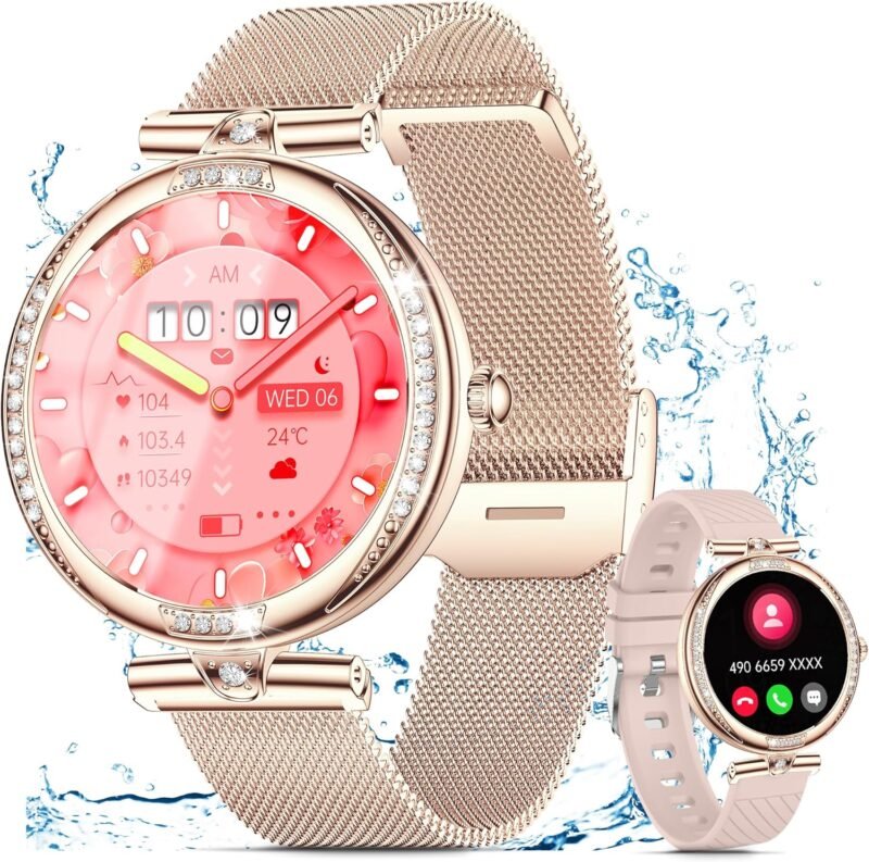 Дамски смарт часовник Shepatio Women’s Smart Watch 1.19 Inch AMOLED Gold