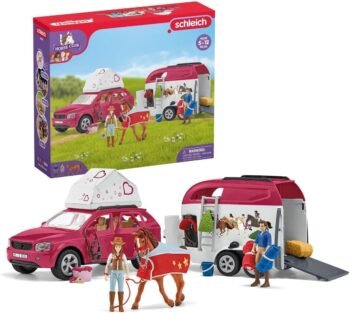 schleich Комплект за игра Автомобил и ремарке за коне (42535)