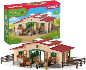 schleich Комплект за игра Конюшня Коне и аксесоари (42195)